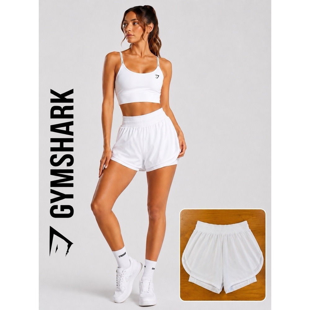 Gymshark‎ Women's White Running Workout Shorts Lined Athletic Gym Size S